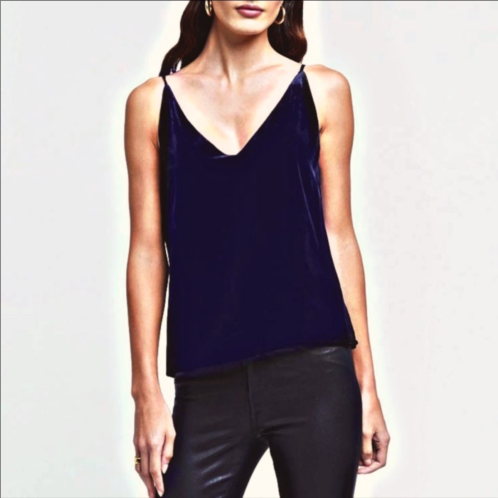 LOFT Velvet Royal Navy Blue V-neck Camisole Tank Top Small NWOT
